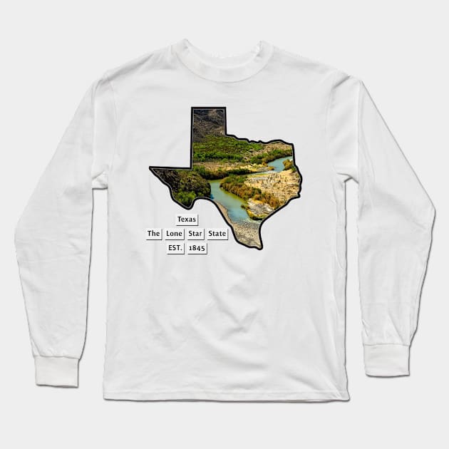 Texas USA Long Sleeve T-Shirt by Designs by Dyer